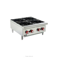 Cocina industrial de sobremesa a gas con 4 hornillas