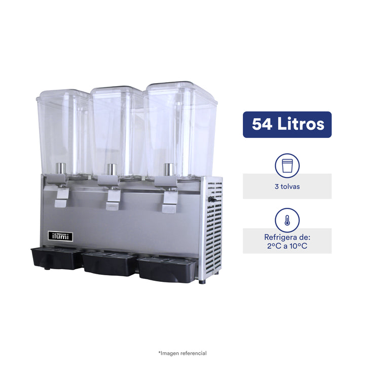 Dispensador de jugos con 3 tolvas de 54 litros