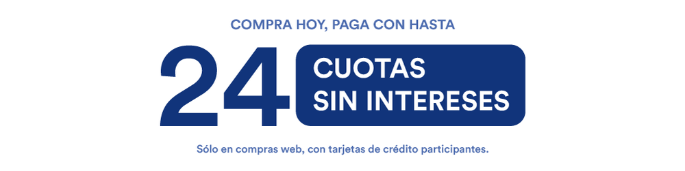 Compra hoy, paga con hasta 24 cuotas sin intereses. Solo en compras web, con tarjetas de crédito participantes.