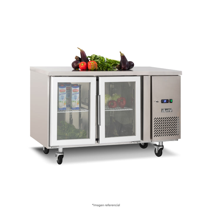 Mesa refrigerada con 2 puertas de vidrio