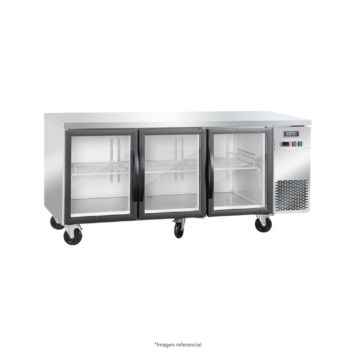 Mesa refrigerada con 3 puertas de vidrio